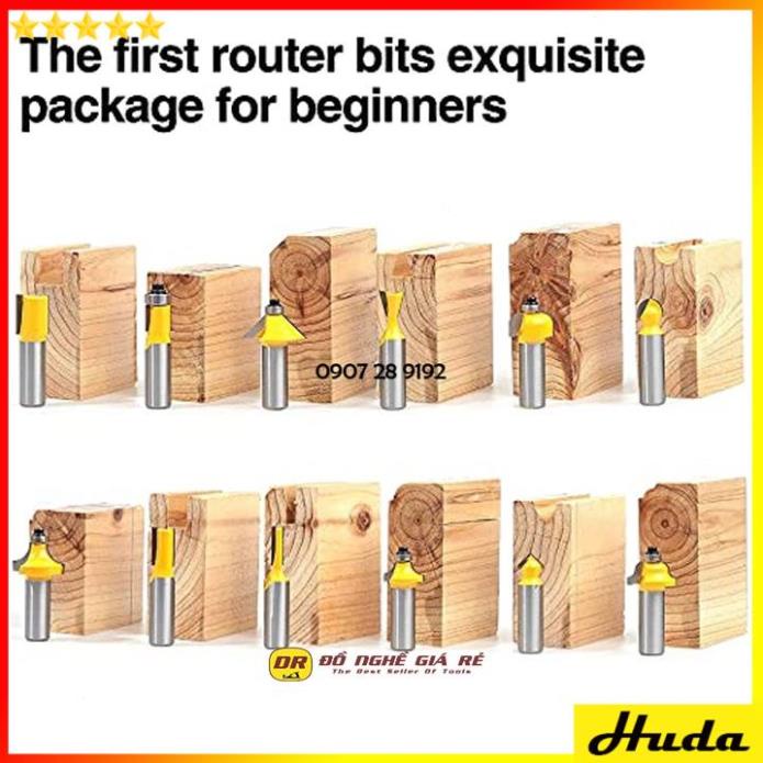 Bộ Mũi Phay Gỗ 6 Hoặc 12 Chi Tiết ⚡️FREESHIP⚡️ Mũi Soi Gỗ Gắn Máy Cầm Tay Cốt 6.35 Và 12.7 mm