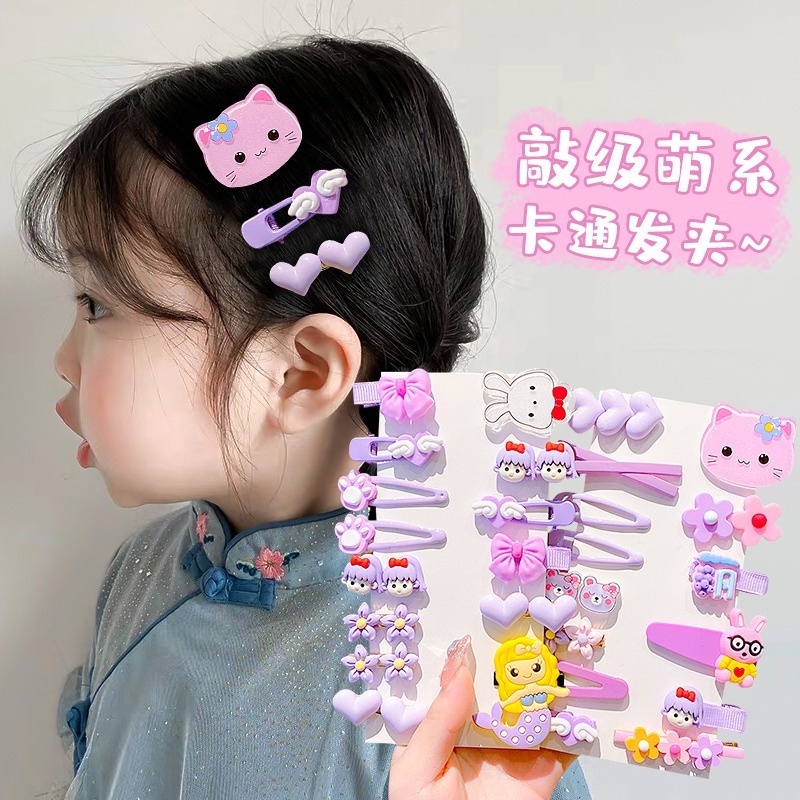 Set 14 Kẹp Tóc Kiểu Dáng Hoạt Hình Dễ Thương Cho Bé