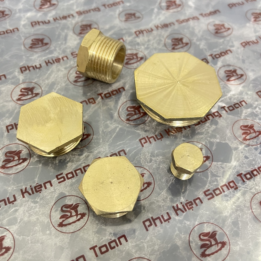 [BỊT REN NGOÀI] Nút đầu bịt ren ngoài ngặn chặn dòng chảy khí nén ren BSP - Bằng đồng (Brass pipe fitting plug cap male)