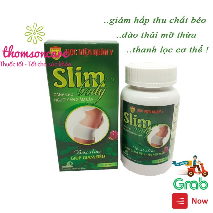 Hỗ trợ giảm cân Slim Body, mẫu mới Học viện quân y, hàm lượng cao hơn, giảm béo, hạ mỡ máu từ thảo dược Slimbody