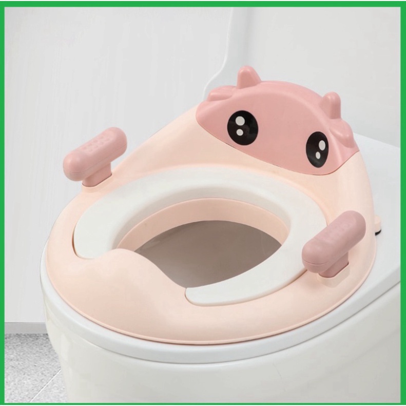 Bệ, nắp thu nhỏ bồn cầu, toilet cho bé đi vệ sinh/ Bệ lót thu nhỏ bồn cầu hình ếch cao cấp có tay vịn Babyjoy Mart