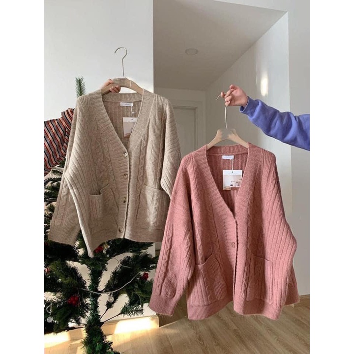 áo cadigan len khoác ngoài 10 màu dày ấm mùa đông hàn quốc hichi