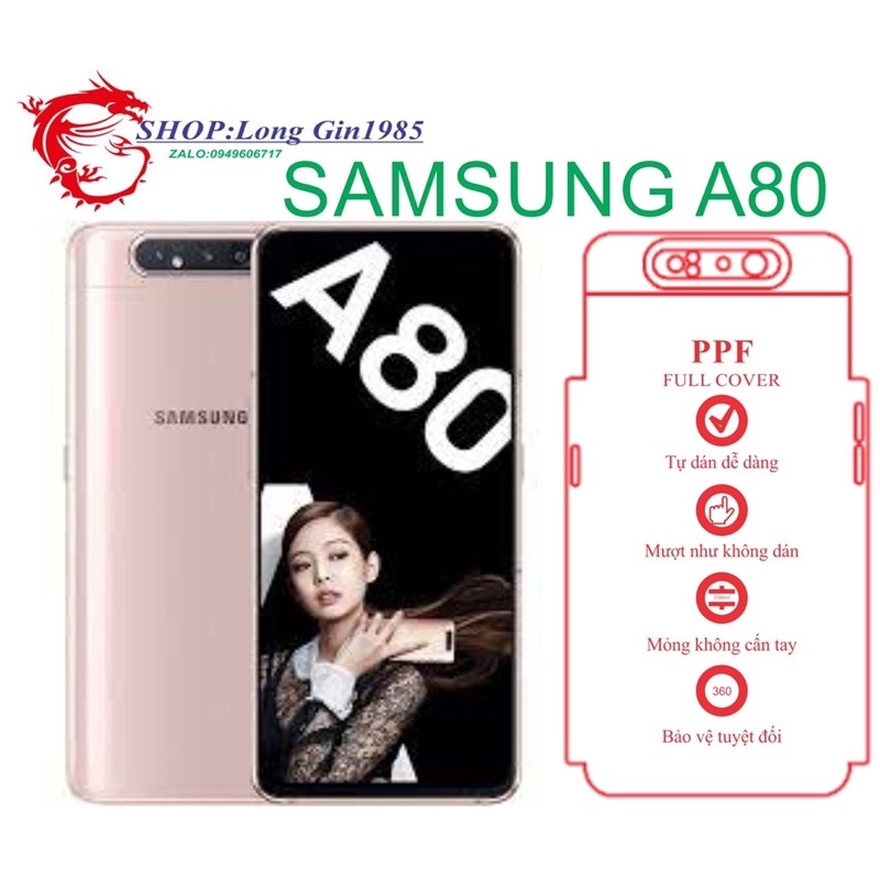 Samsung A80 miếng dán trong Ppf mặt sau và mặt trước chống va đập chống trầy xước