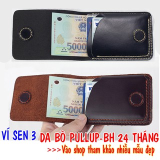 Ví mini nam ví sen 3-da bò Pullup V122-Da thật-BH 24tháng-Full hộp (CÓ VIDEO)