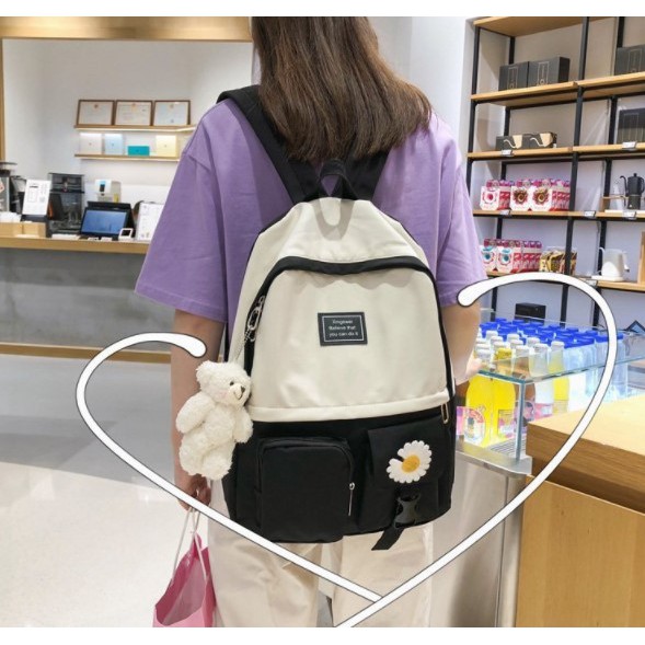 Ba lô chất dù hoa cúc pha mầu siêu đáng yêu đành cho nữ B030