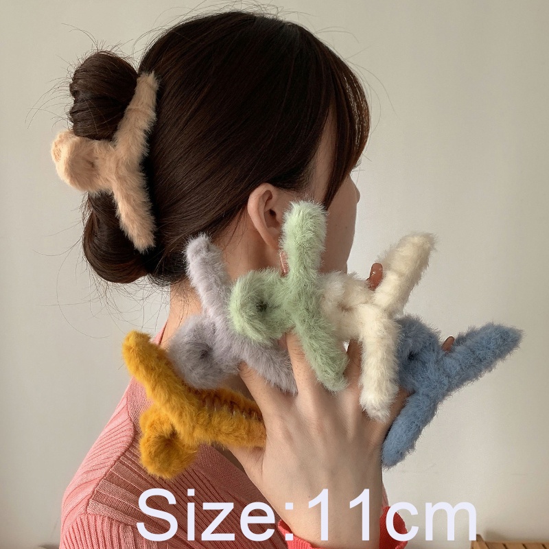 Kẹp tóc phối lông nhung phong cách Hàn Quốc hợp thời trang cho nữ