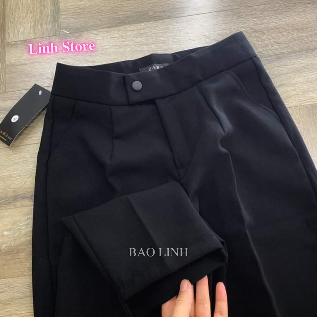 Quần Vải Nữ Cạp Cao Baggy Công Sở Phối Khuy Lệch Chất Liệu Tuyết Mưa Hãng Vitex