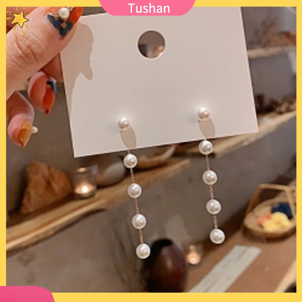 [TS] - - Bông Tai Đính Ngọc Trai Giả Tua Rua Phong Cách Hàn Quốc Cá Tính Dành Cho Nữ