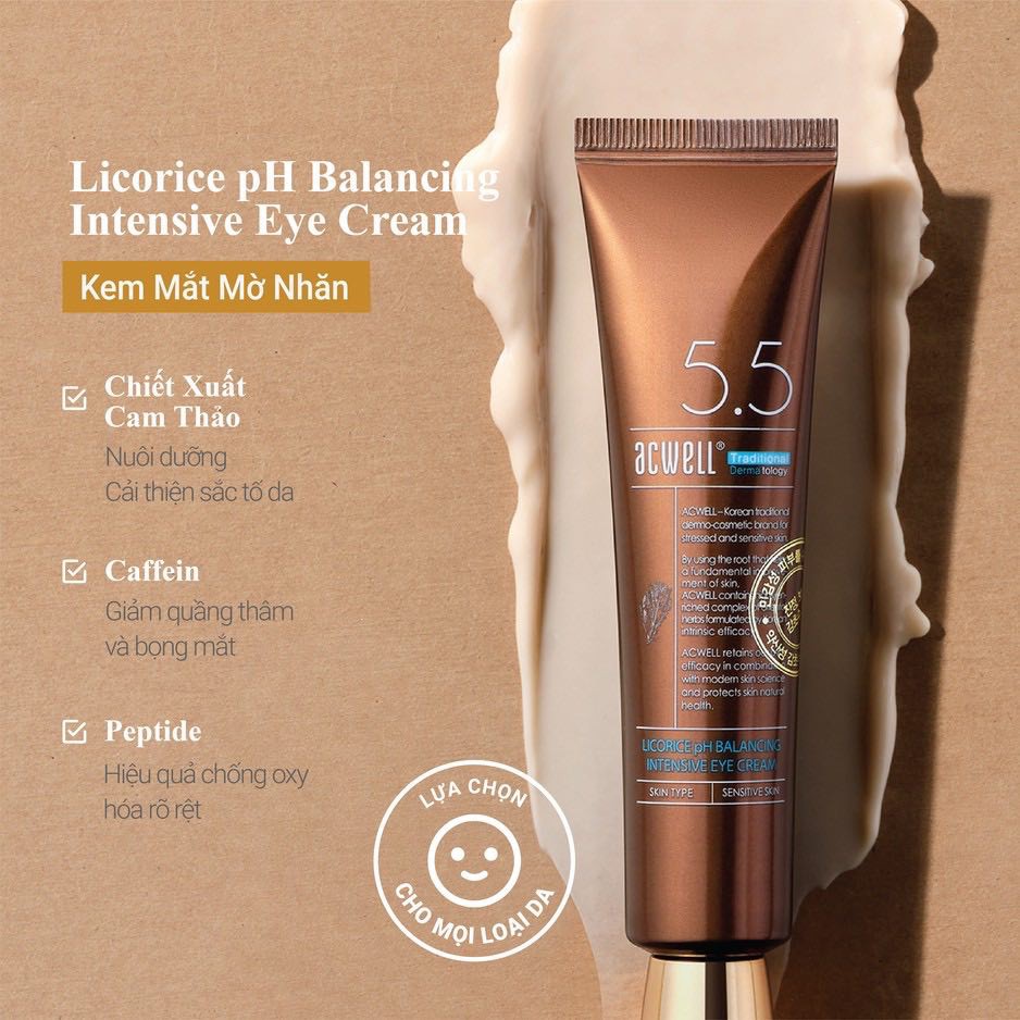 Kem Mắt Mờ Nhăn Acwell Licorice pH Balancing Intensive Eye Cream