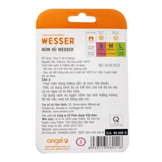 (MẪU MỚI) Núm vú cổ rộng Wesser siêu mềm đủ size