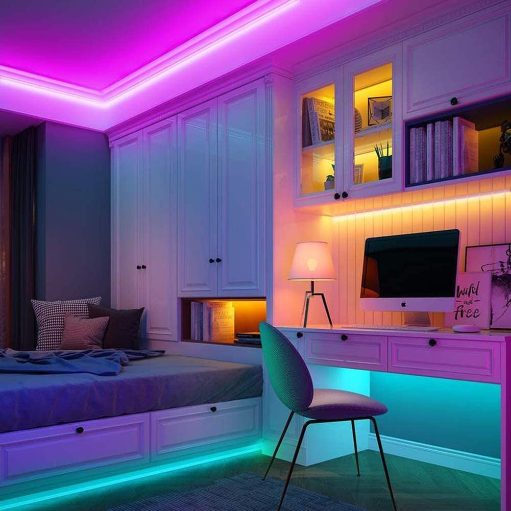 Dây đèn LED RGB hồng ngoại 1m/2m/3m/4m/5m smd 5050 có điều khiển từ xa trang trí phòng ngủ tiện dụng
