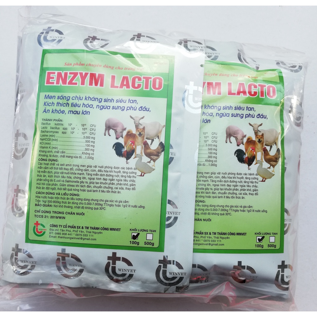 1 gói ENZYM LACTO 100g Men sống siêu tan tăng cường tiêu hóa, giúp vật nuôi ăn khỏe, mau lớn