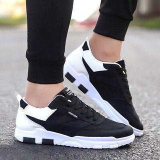Giày Thể Thao Nam Sneakers Đen Đế Trắng