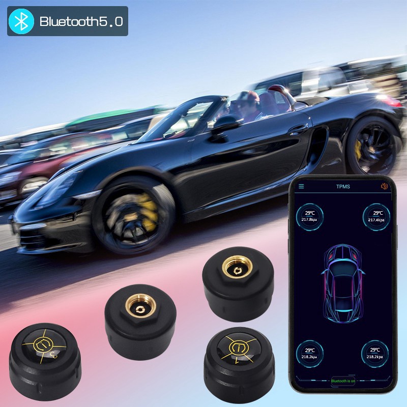 Hệ thống cảm biến áp suất lốp xe hơi TPMS Bluetooth 5.0 Android/IOS 8.0
