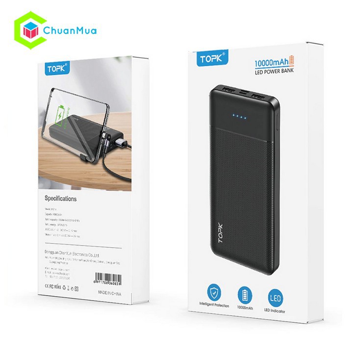 Pin Sạc Dự Phòng TOPK I1014 10000mAh Tích Hợp Giá Đỡ Điện Thoại