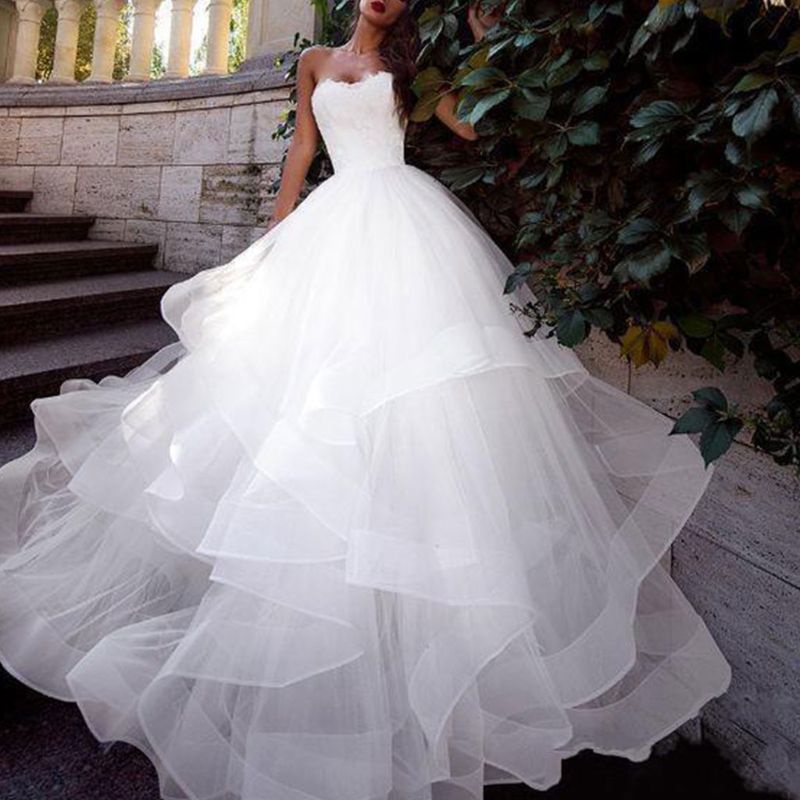 Xiangbao Chân Váy Cưới Cô Dâu 2 Vòng Vải Lưới 3 Lớp Co Giãn Dáng Dài f