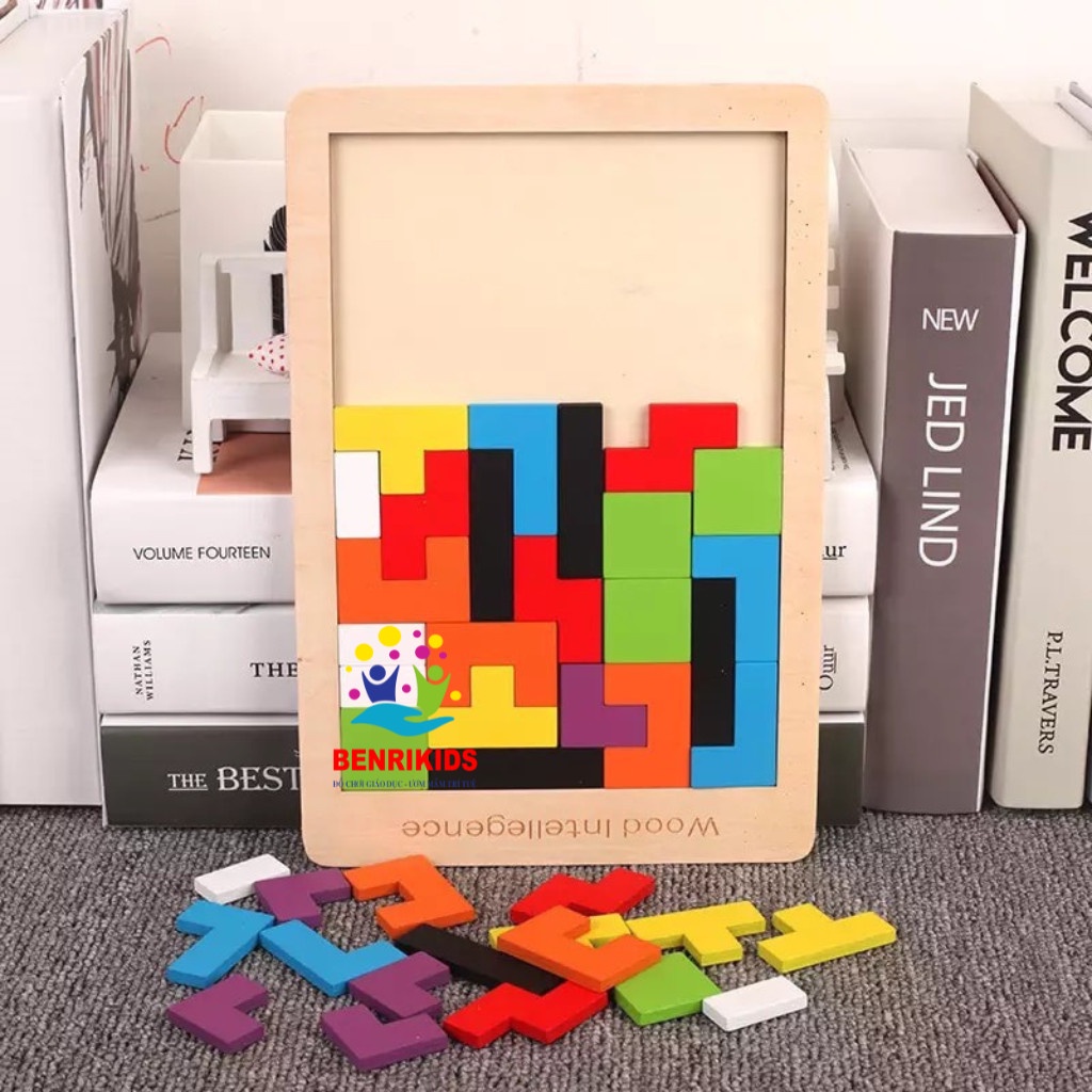 Combo TETRIS Xếp gạch và TRÍ UẨN tangram - Đồ chơi trí tuệ size đại hàng chuẩn cho bé