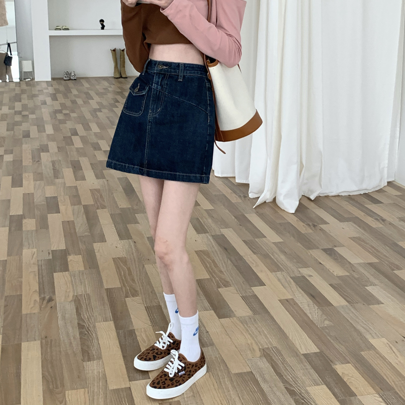 chân váy jean Dáng Chữ A Lưng Cao Kiểu Hàn Quốc Dễ Phối Đồ | BigBuy360 - bigbuy360.vn