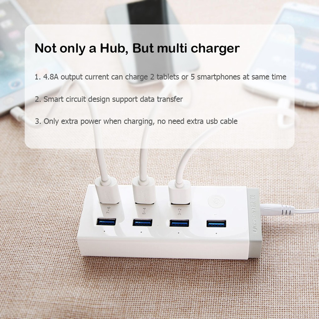 Hub Chia 7 Cổng USB 3.0 Cao Cấp UGREEN CR116