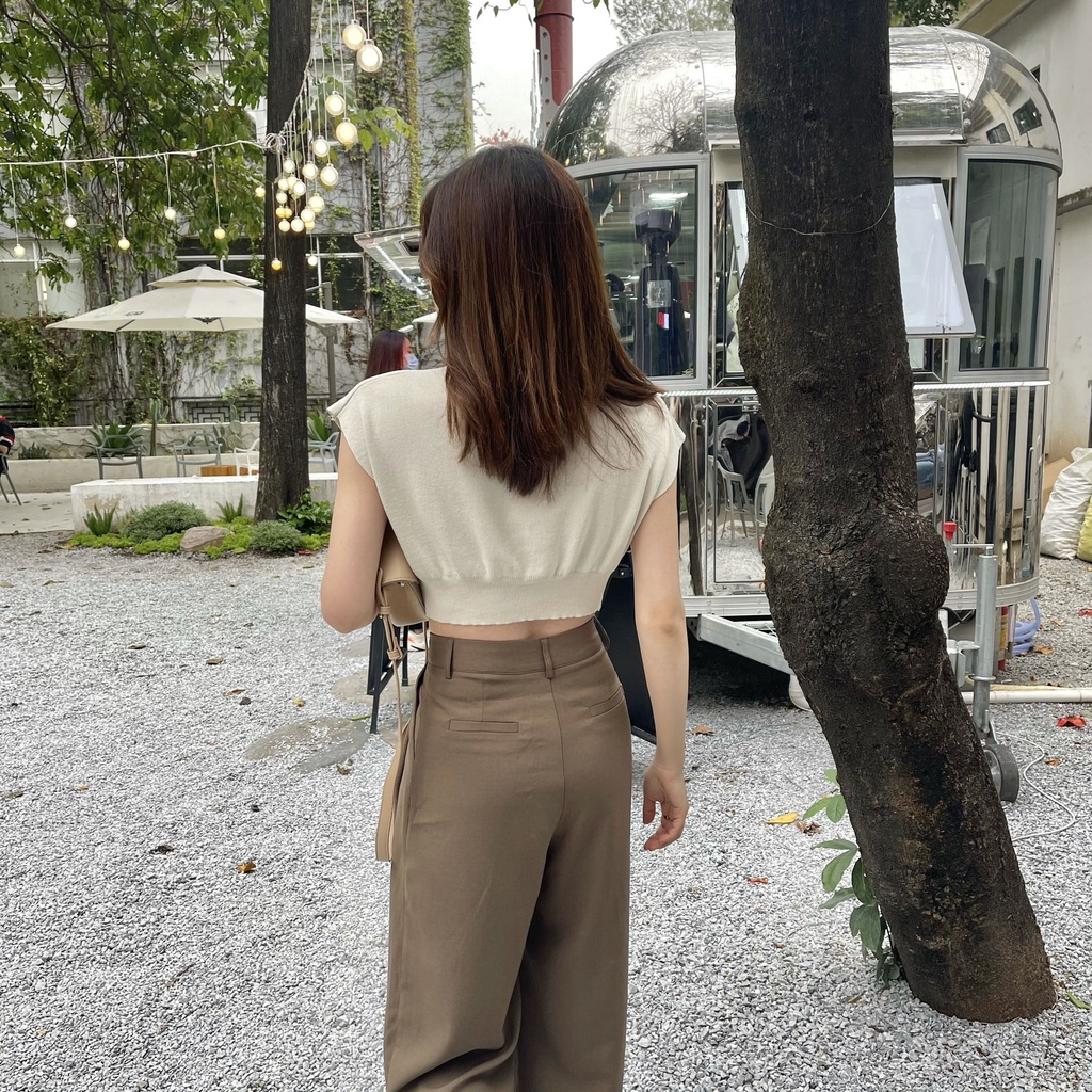 Xiaozhainv Áo lửng dệt kim tay ngắn phong cách cổ điển Hàn Quốc thời trang mùa hè cho nữ với 4 màu tùy chọn