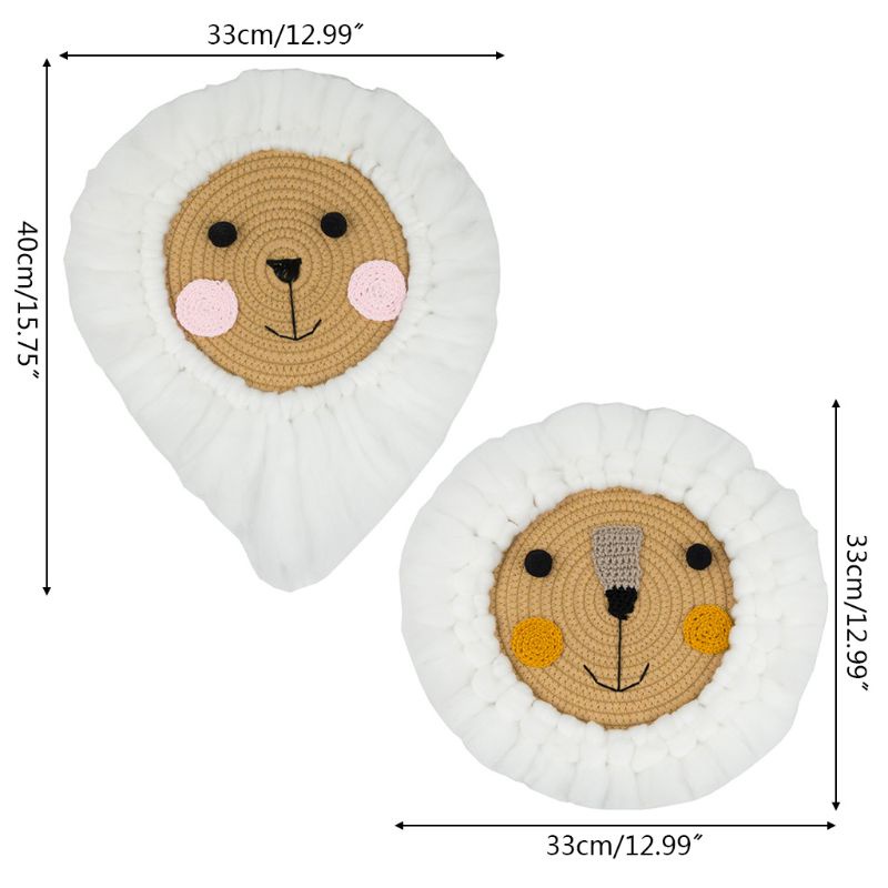 Phụ Kiện Treo Trang Trí Bằng Vải Cotton Đan Thủ Công Hình Đầu Sư Tử / Cừu Cho Phòng Trẻ Em