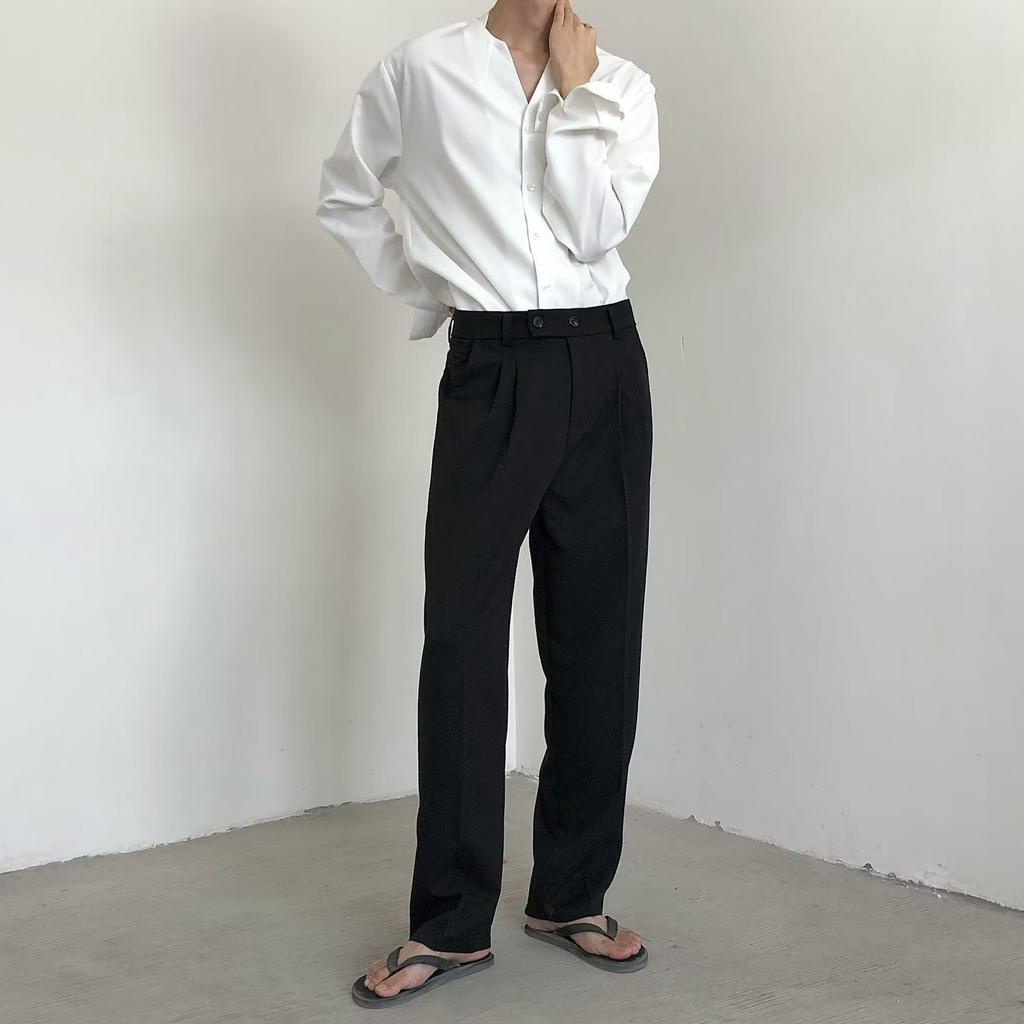 Áo sơ mi nam dài tay cổ bẻ dáng rộng Đơn giản hợp thời trang áo sơ mi nam nữ dài tay unisex basic màu trắng và đen sơ mi lụa