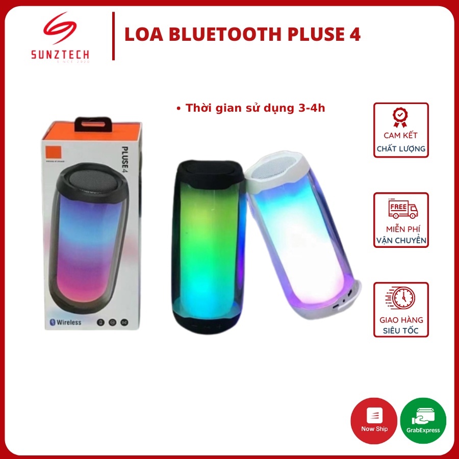 Loa bluetooth Pluse 4 hiệu ứng Đèn Led 360 Độ nháy theo nhạc, loa mini dễ thương âm thanh sống động, âm trầm siêu hót