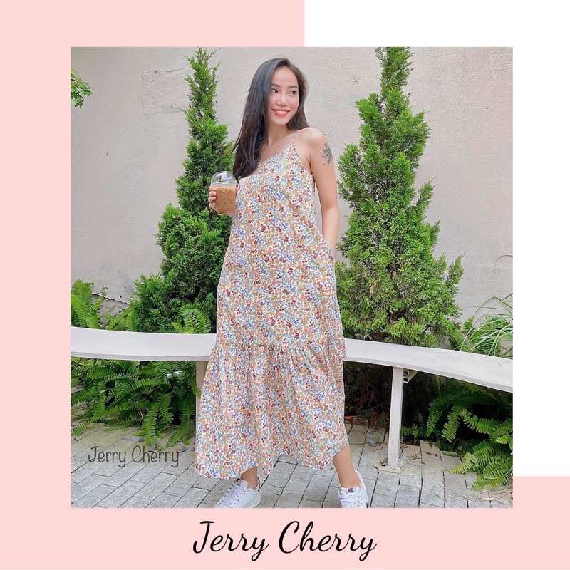 Đầm 2 dây maxi đuôi cá hoa nhí