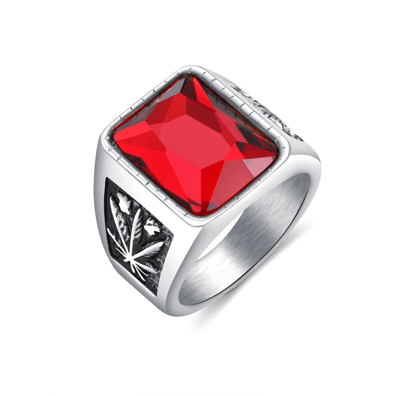 Nhẫn Hình Lá Phong Đính Đá Zircon Thời Trang Cho Nam