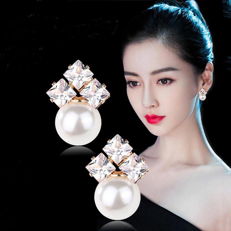 Khuyên Tai Bạc 925 Đính Hạt Ngọc Trai Thanh Lịch Kiểu Dáng Mới