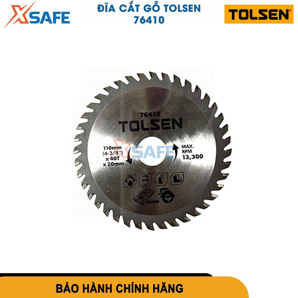 Đĩa cắt gỗ TOLSEN 76410 110mm*40T*20mm lưỡi cưa gỗ tròn hợp kim thép cao cấp, bền bỉ, ít bị ăn mòn [CHÍNH HÃNG][XSAFE]