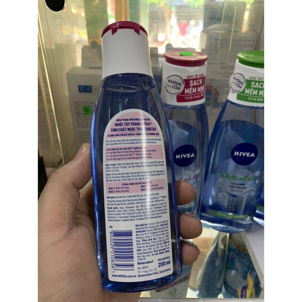 Nước Tẩy Trang Nivea Sáng Da & Kiểm Soát Nhờn Mụn 200ml White Oil Clear Micellair Oxygen Boost Micellar Water