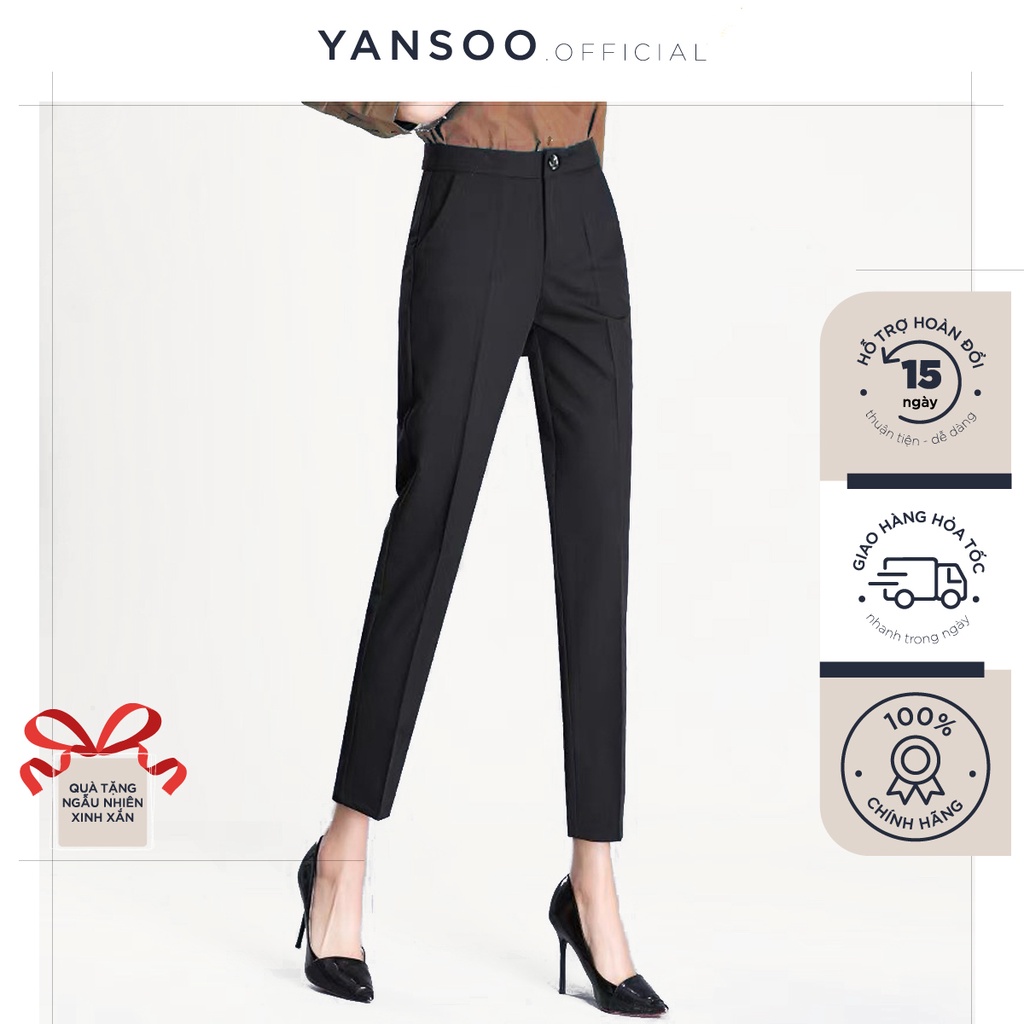 Quần tây nữ Yansoo lưng cạp cao âu công sở đẹp màu đen đồ đi học form chuẩn tôn dáng Q32