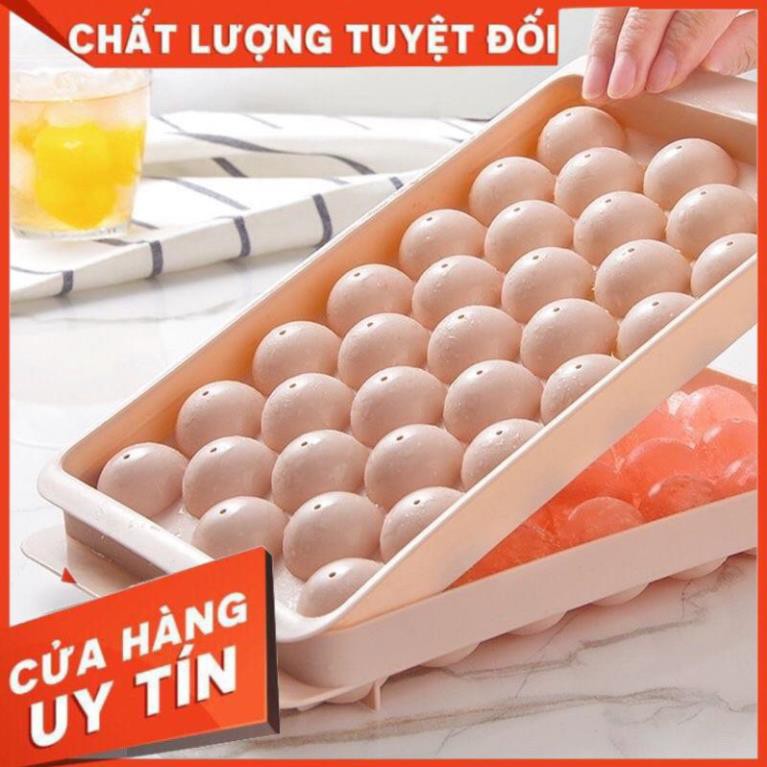 Sale Sốc - Khay làm đá viên, khuôn lam thạch hình tròn có nắp đậy. . Siroshop.