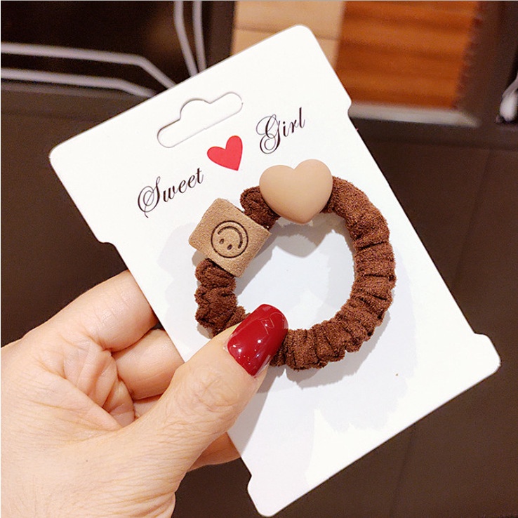 Set 4 dây chun buộc tóc sợi nhún bông kèm charm thú cực xinh BAG U CHUNNHUNBONG097