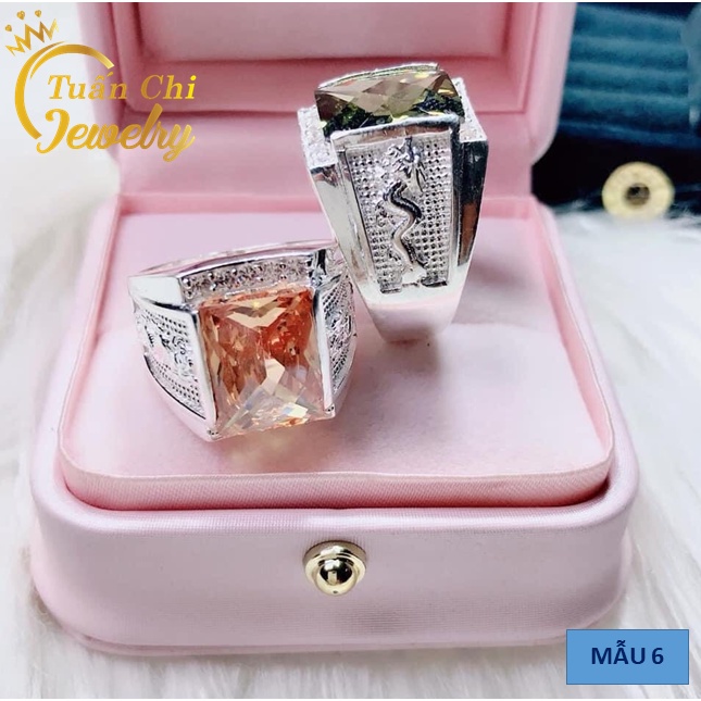 Nhẫn Nam ♥️FREESHIP♥️ Nhẫn Bạc Nam Đính Đá Cá Tính, Đẳng Cấp Nhất