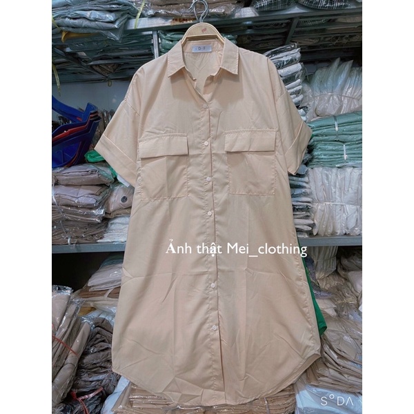 [Ảnh thật/video] Váy sơmi ngắn tay Ulzzang tông màu độc lạ