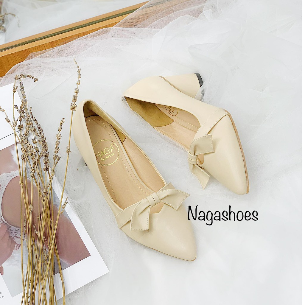 GIÀY CAO GÓT NAGASHOES MŨI NHỌN NƠ GÓT 5P NAC131