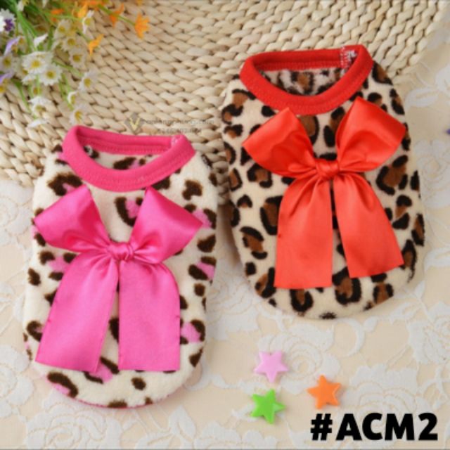 [0.5KG - 3KG] Áo xinh xắn cho thú cưng họa tiết da báo có nơ