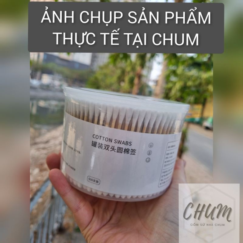 hộp 200 / 300 / 500 tăm bông thân gỗ dùng cho hàng cắt tóc, spa