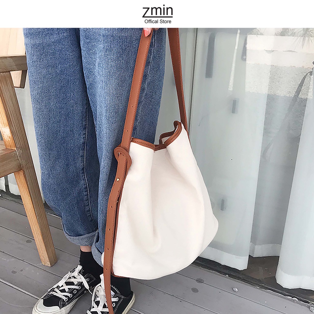 Túi tote đeo vai thời trang Zmin, chất liệu vải canvas - T001