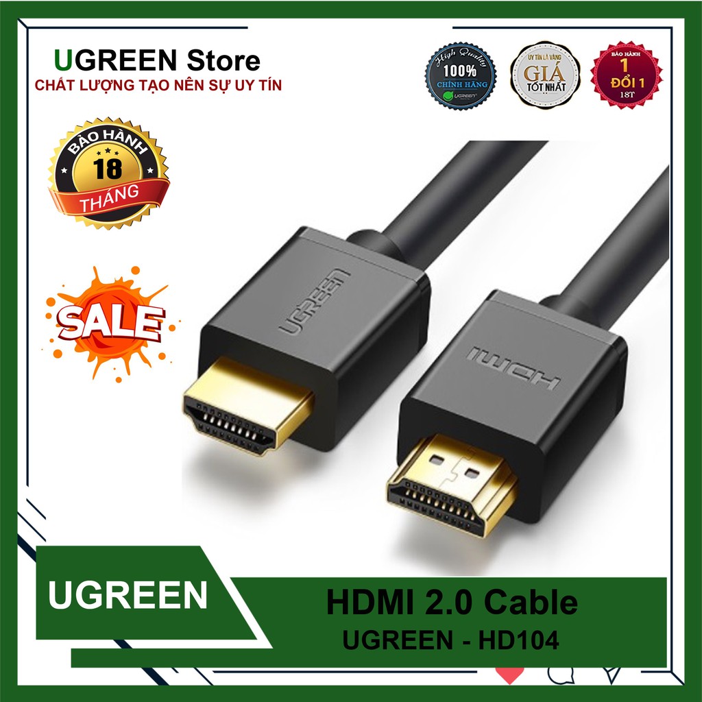 Cáp HDMI  hỗ trợ Ethernet + 4k 2k Tích hợp thêm tính năng Audio Return Channel chính hãng Ugreen HD104