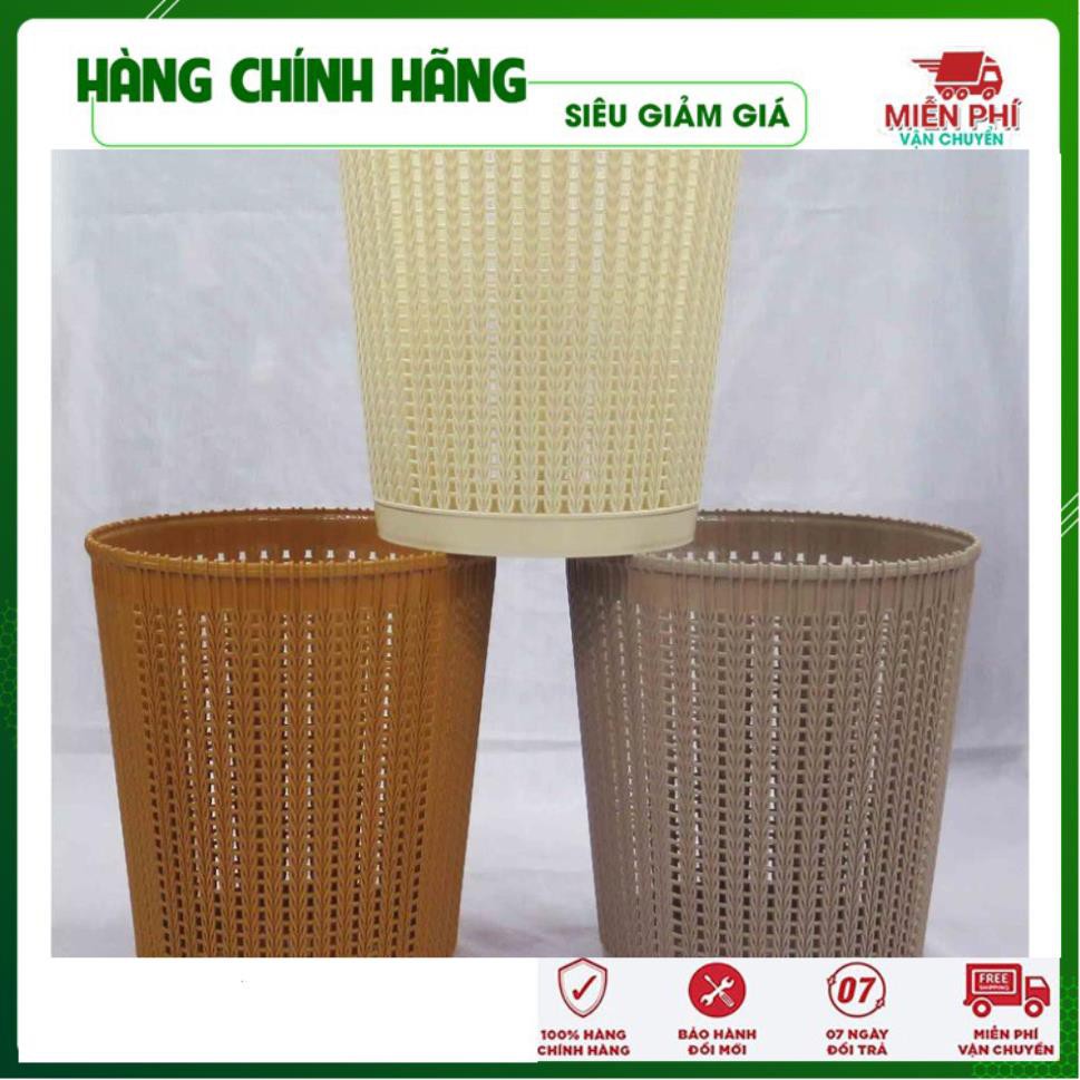 Sọt nhựa đựng quần áo, đồ chơi - Thùng rác gia đình nhựa giả mây - Đồ Gia Dụng Thông Minh