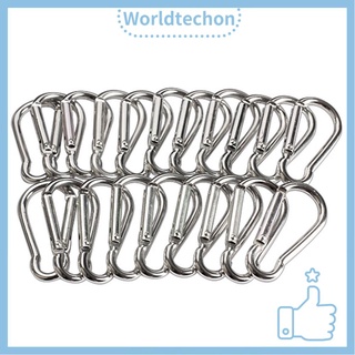 Set 20 móc khóa bằng nhôm bạc thiết kế dạng dây lò xo treo vật dụng thích hợp cho đi bộ