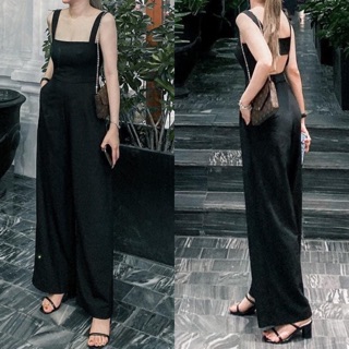 (SẴN) Jumpsuit quần ống rộng culottes hai dây hở lưng