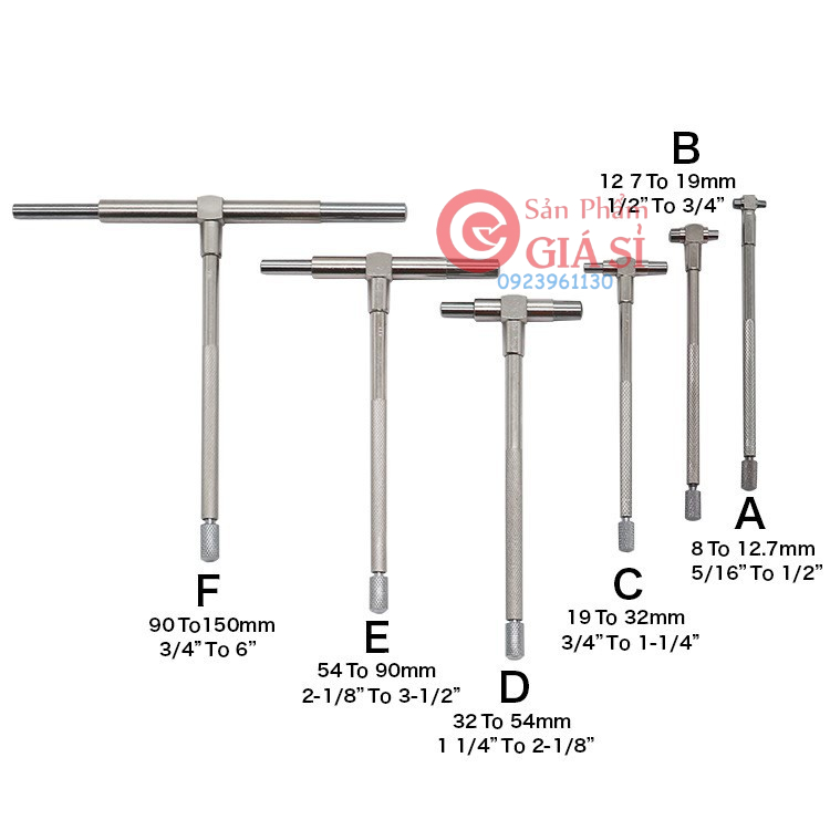 Bộ cử đo lỗ đo đường kính trong 8 – 150mm 6 pcs ❤️freeship❤️