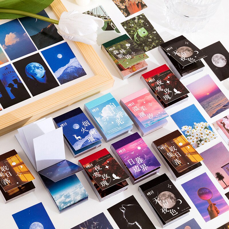 Set 50 miếng dán trang trí sổ tay hình bầu trời và mây xinh xắn