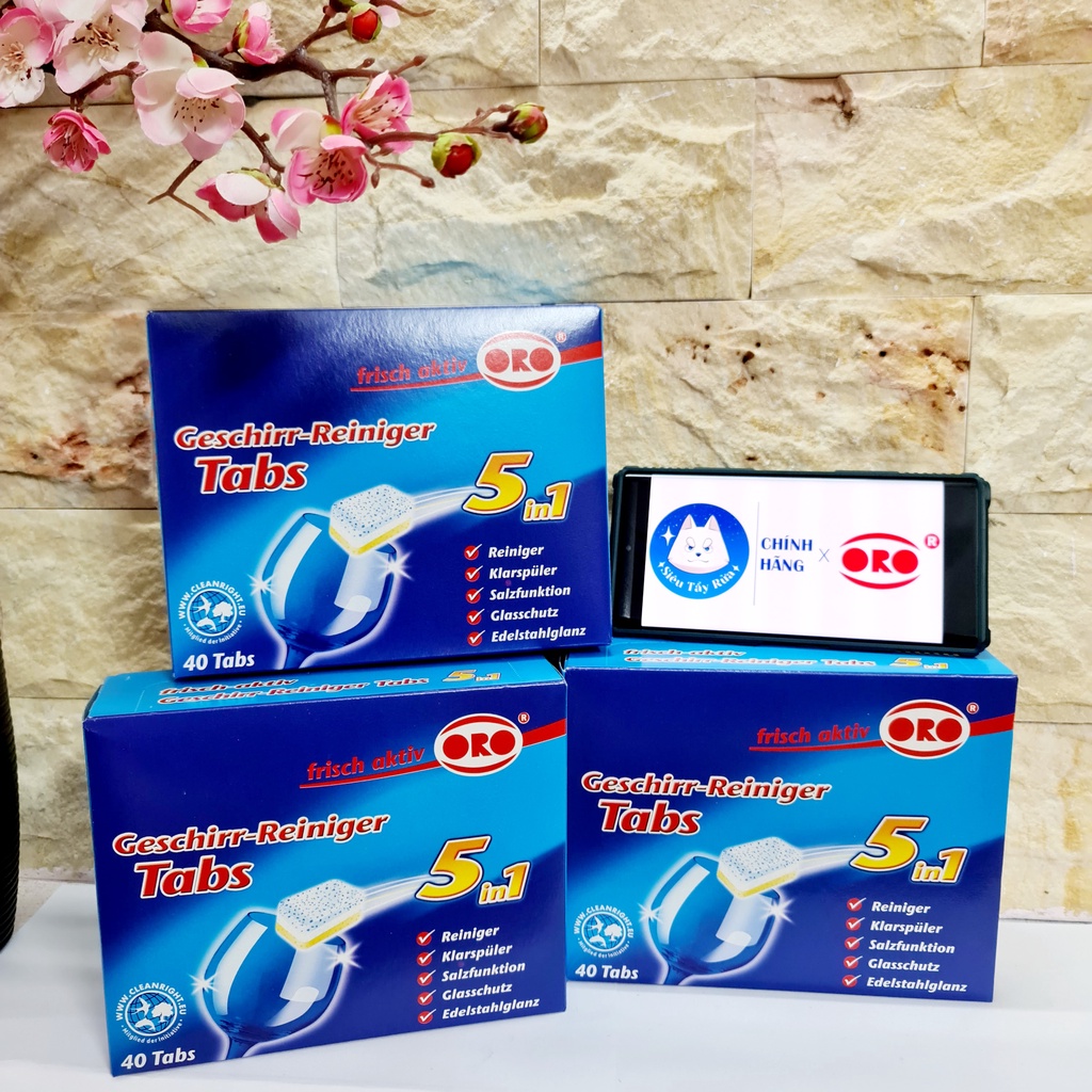 [Nội Địa Đức] Viên Rửa Bát 5 trong 1 ORO Chính Hãng Nhập Khẩu CHLB Đức (40v x 20g)