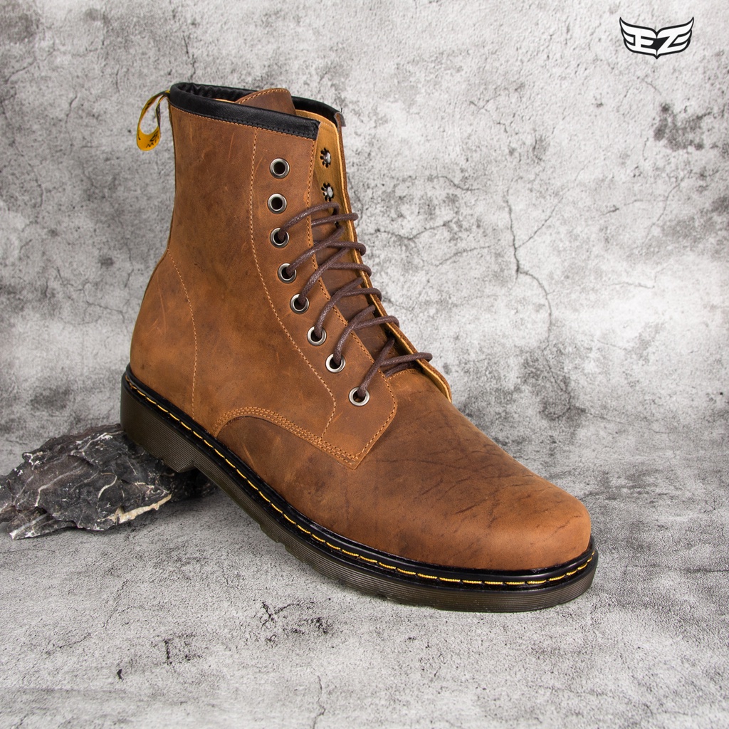 Giày da cao cổ sáp vàng nâu, Phom Châu Âu, Giày da bò sáp ngựa điên | BigBuy360 - bigbuy360.vn