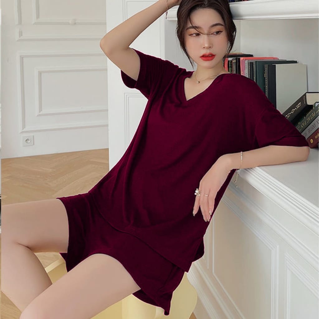 Set Bộ Cotton Đùi Cổ Kiểu , Đơn Giản Cực Xinh - Mẫu Mặc SP Thật
